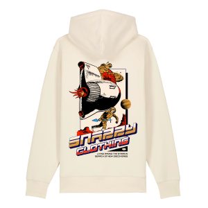 Space Explorer Zip Hoodie Natur von SNAZZY CLOTHING – Rückansicht mit Weltraum-Print