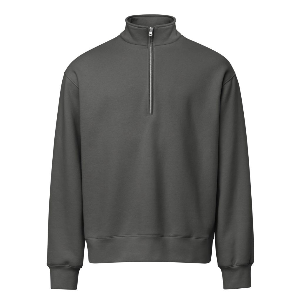 Grumpy Angel Half-Zip Pullover Asphaltgrau von SNAZZY CLOTHING – Vorderansicht