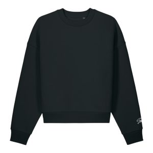Blank Heavyweight Sweater Schwarz von SNAZZY CLOTHING – Vorderansicht mit Snazzy-Stick am Ärmelbündchen